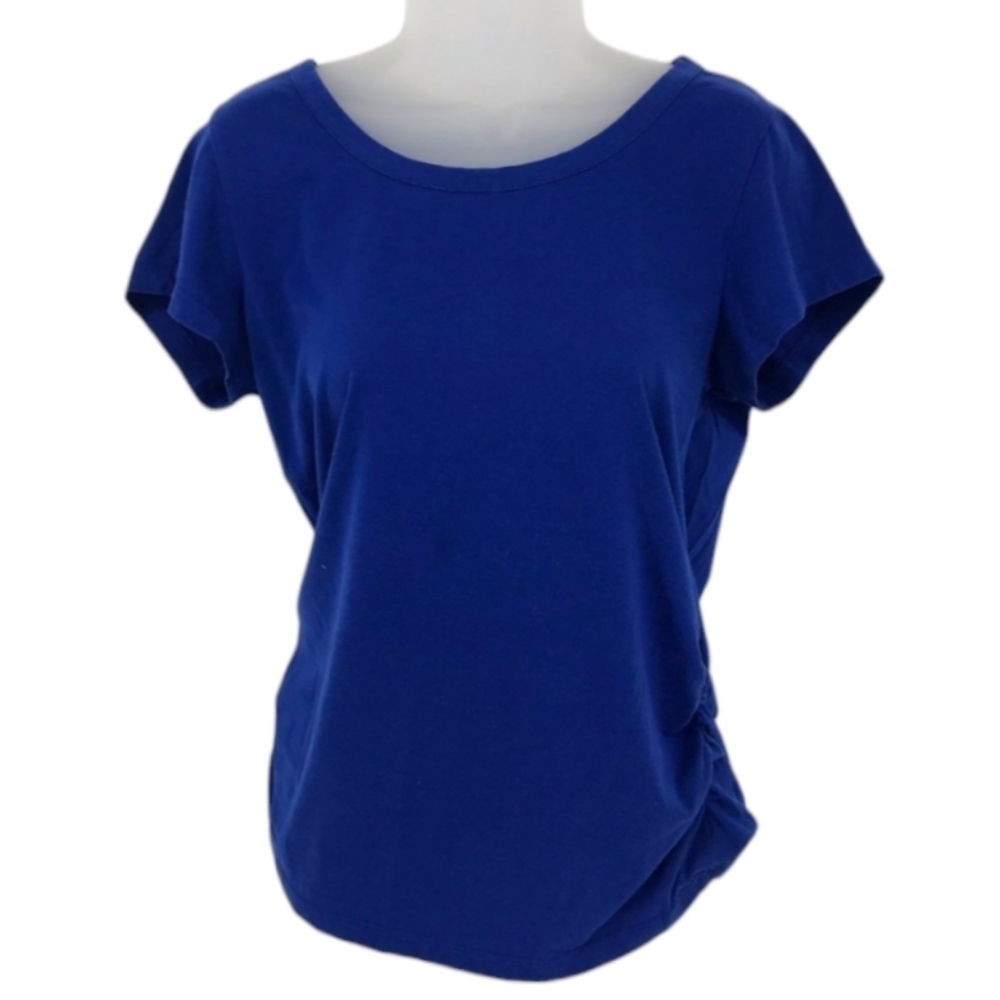 Mix & Co Ruched Blue Short‎ Sleeve T Shirt Size M